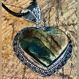 Labradorite Crystal  Pendant 2”